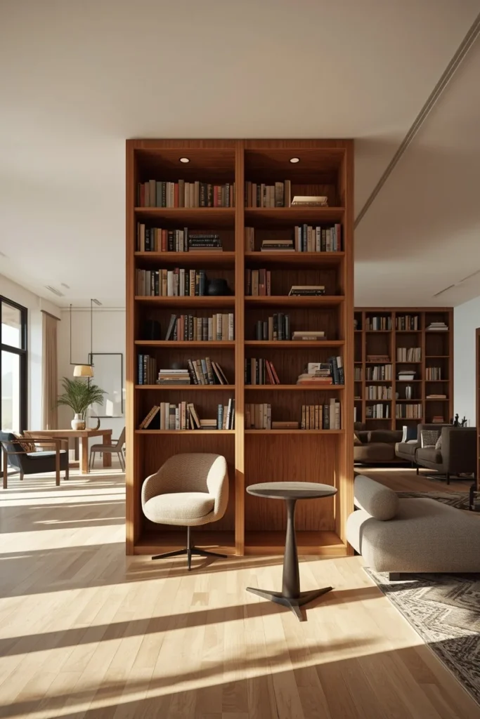 24 Dream Home Library Ideas That Are So Beautiful They'll Take Your Breath Away 8 home library within an open-concept living space,