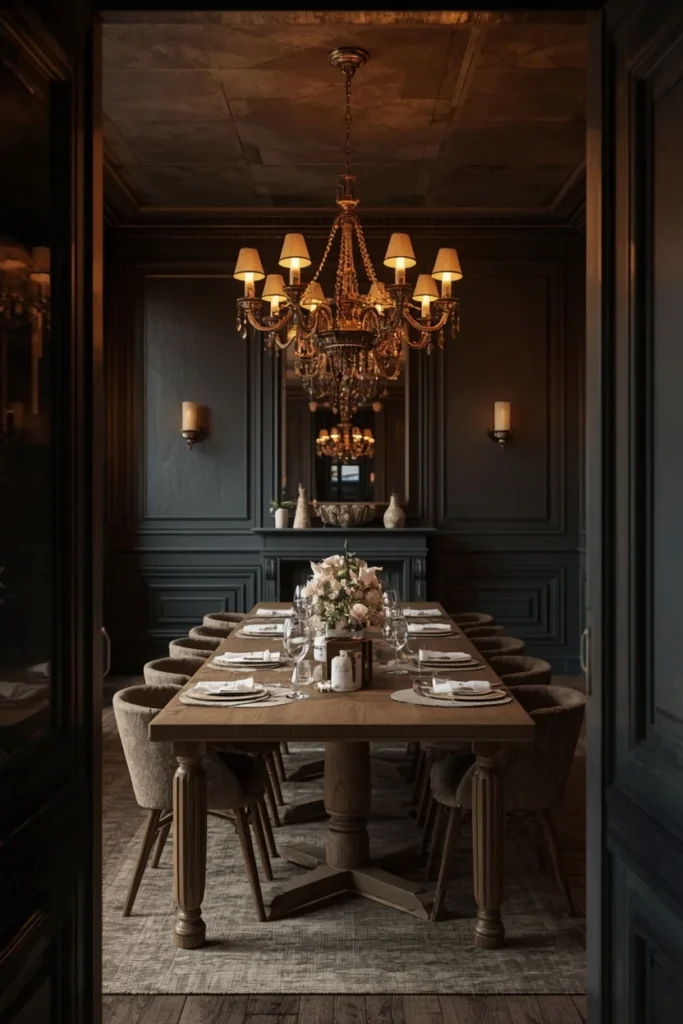 25 Modern Dining Room Ideas That Are Chic, Sleek & Totally Pin-Worthy 8 dining room, featuring an oversized aged brass chandelier