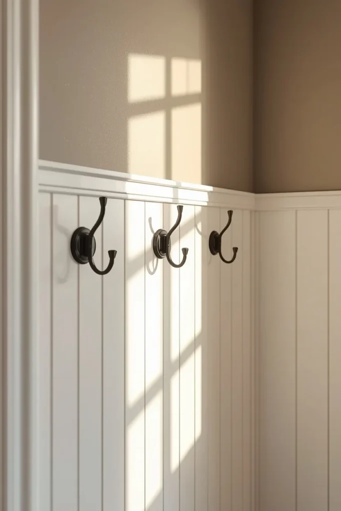 16 Mudroom Design Ideas That Make the Messiest Space in Your Home Look Amazing 7 mudroom wall featuring white shiplap paneling on the lower half