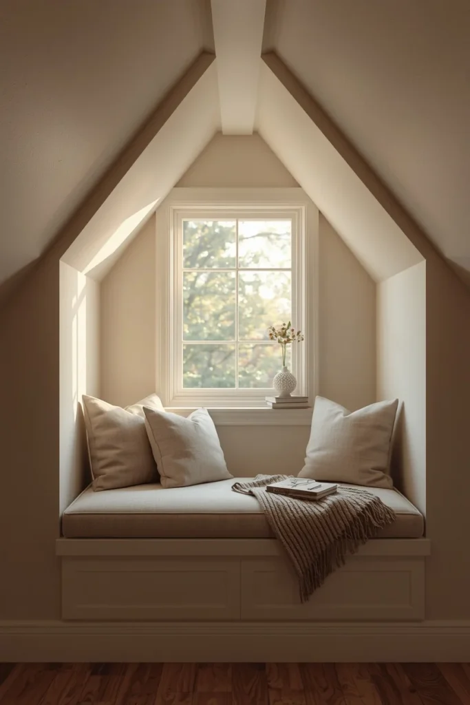 attic bedroom dormer window shot