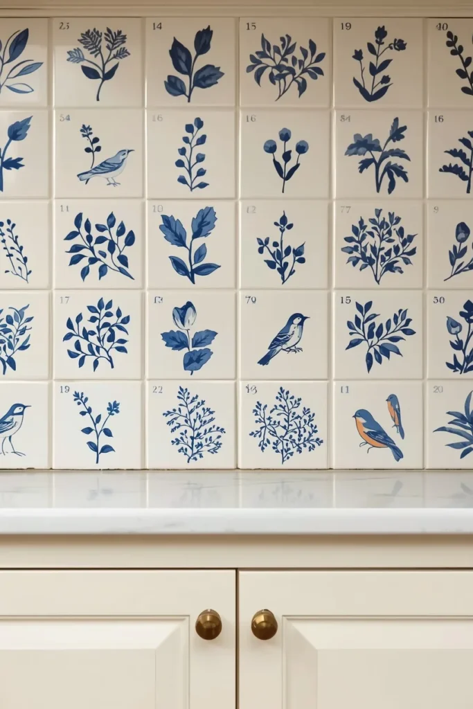 Hand-Painted Blue and White Ceramic Tiles