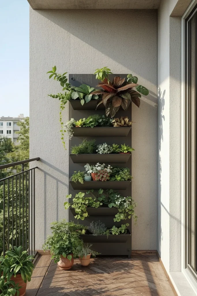 25 Balcony Ideas That Turn Even the Smallest Outdoor Space Into a Retreat 10 bare balcony wall, featuring a modular vertical planter system