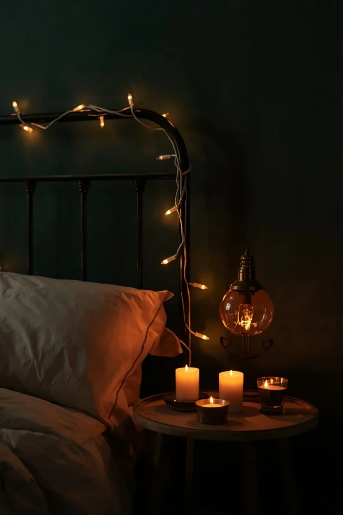18 Dark Cottagecore Bedroom Ideas That Feel Magical & Deeply Cozy 10 Lighting — The Magic-Making Layer