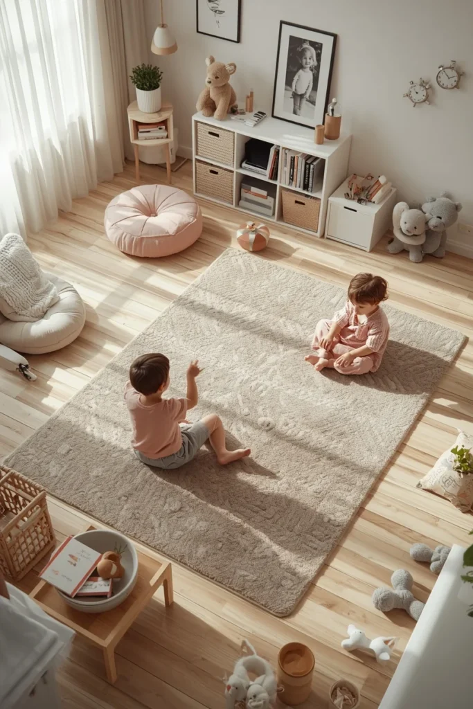  children's playroom, featuring a soft washable area rug