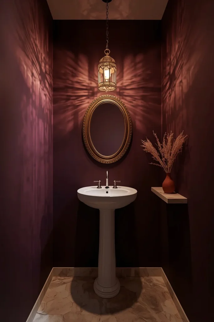 23 Half Bathroom Ideas That Turn a Tiny Room Into a Total Showstopper 10 Add a Statement Light Fixture in half bathroom