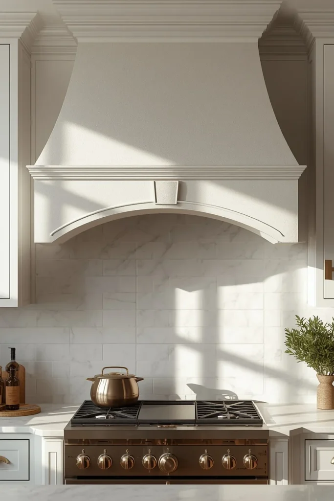 20 White Kitchen Ideas That Are Bright, Fresh & Absolutely Dreamy 9 kitchen focal point, featuring a plaster-finished arched
