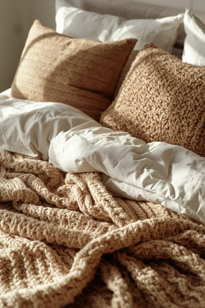 24 Cozy Bedroom Ideas That Make You Never Want to Leave Your Bed 2 bedroom close-up, featuring a bed layered with a linen duvet