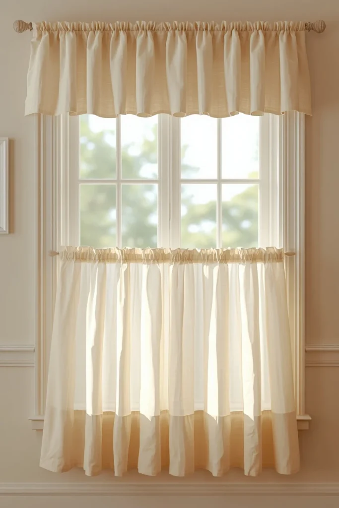 19 Cottagecore Living Room Ideas That Feel Like a Storybook Come to Life 11 cottagecore living room window, featuring soft cream ruffled café curtains