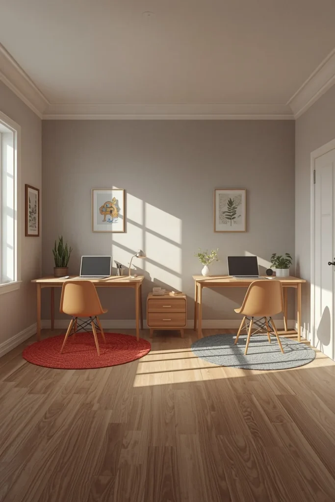 homeschool room, featuring two separate desk zones 