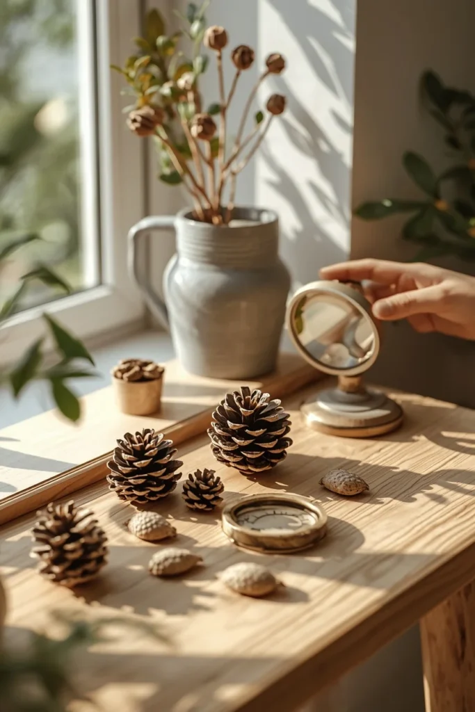 homeschool room, featuring a small nature discovery table 