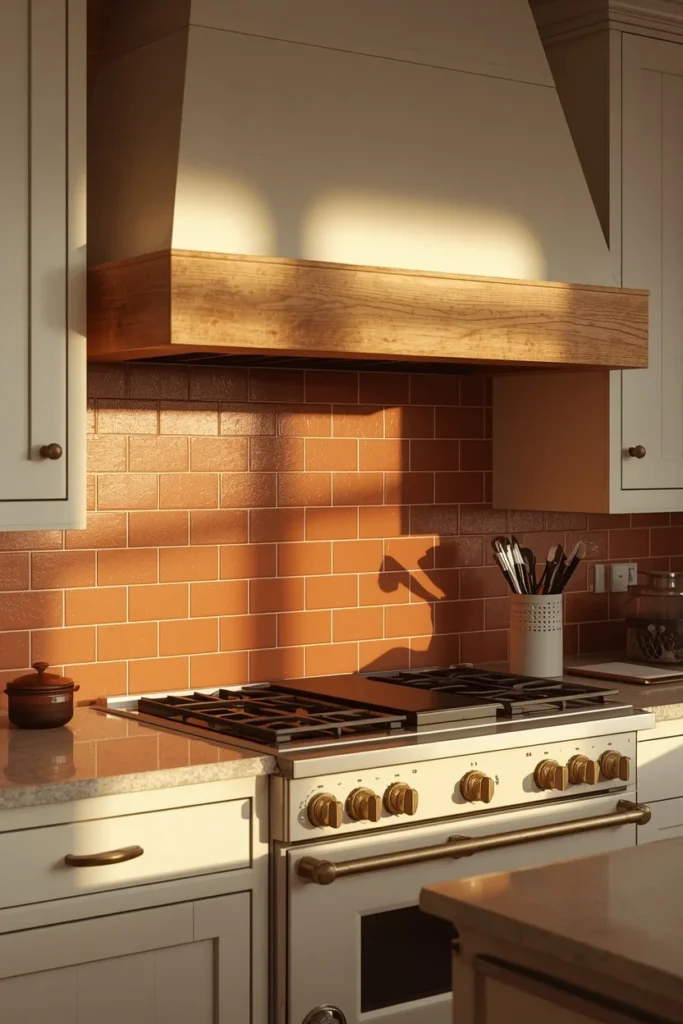 19 Modern Farmhouse Kitchens That Nail Cozy Meets Contemporary 12 farmhouse kitchen, featuring a terracotta tile accent wall