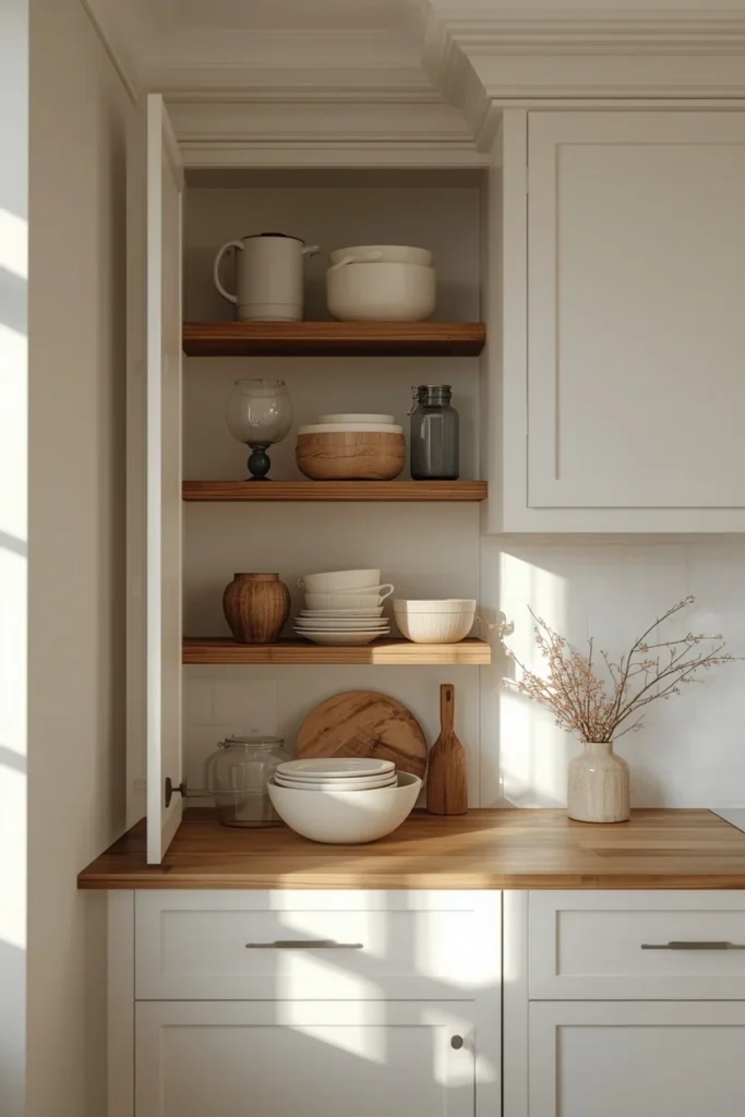 19 Modern Farmhouse Kitchens That Nail Cozy Meets Contemporary 13 farmhouse kitchen, featuring a small section of open wood shelving