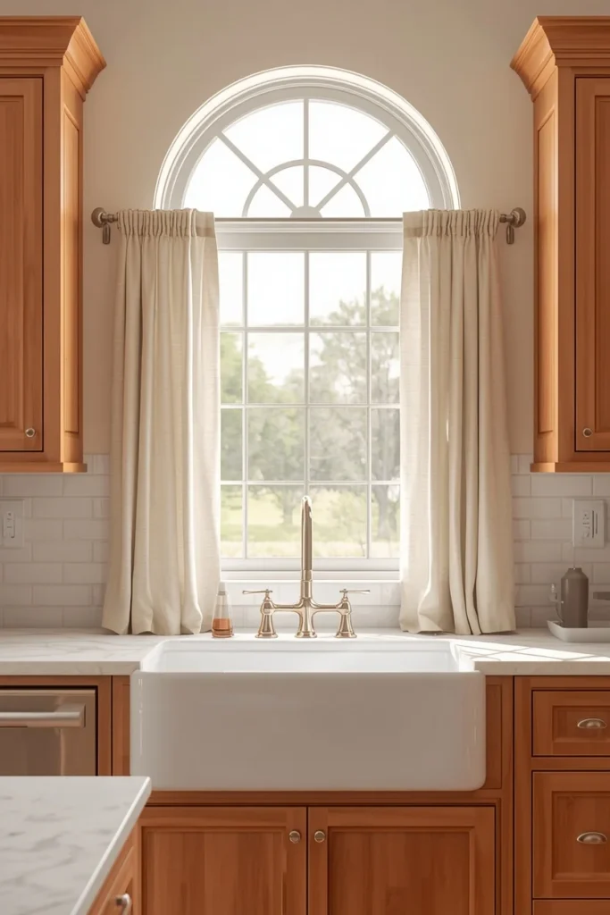 19 Modern Farmhouse Kitchens That Nail Cozy Meets Contemporary 14 farmhouse kitchen, featuring a deep white apron-front farmhouse sink