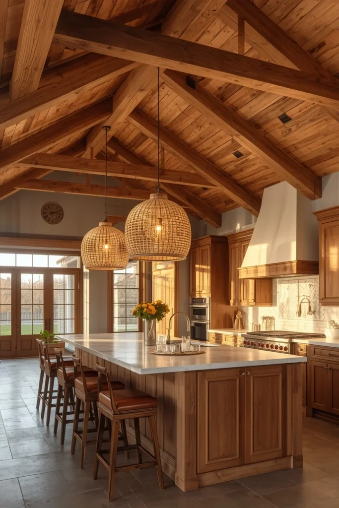 19 Modern Farmhouse Kitchens That Nail Cozy Meets Contemporary 16 farmhouse kitchen, featuring exposed wood ceiling beams,