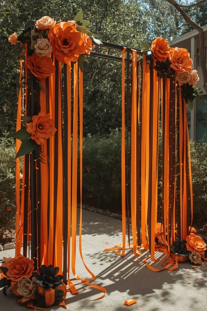 18 DIY Halloween Archway Ideas That Wow Trick-or-Treaters 18 festive party archway, featuring a frame wrapped in warm twinkle lights