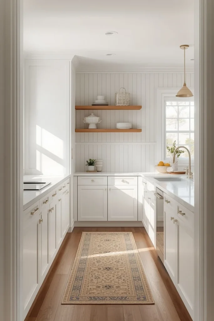 19 Modern Farmhouse Kitchens That Nail Cozy Meets Contemporary 19 small galley farmhouse kitchen, featuring light cabinetry on both walls