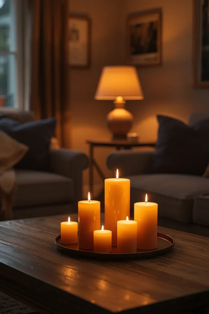 19 Cottagecore Living Room Ideas That Feel Like a Storybook Come to Life 20 cottagecore living room in the evening, featuring warm amber table lamps