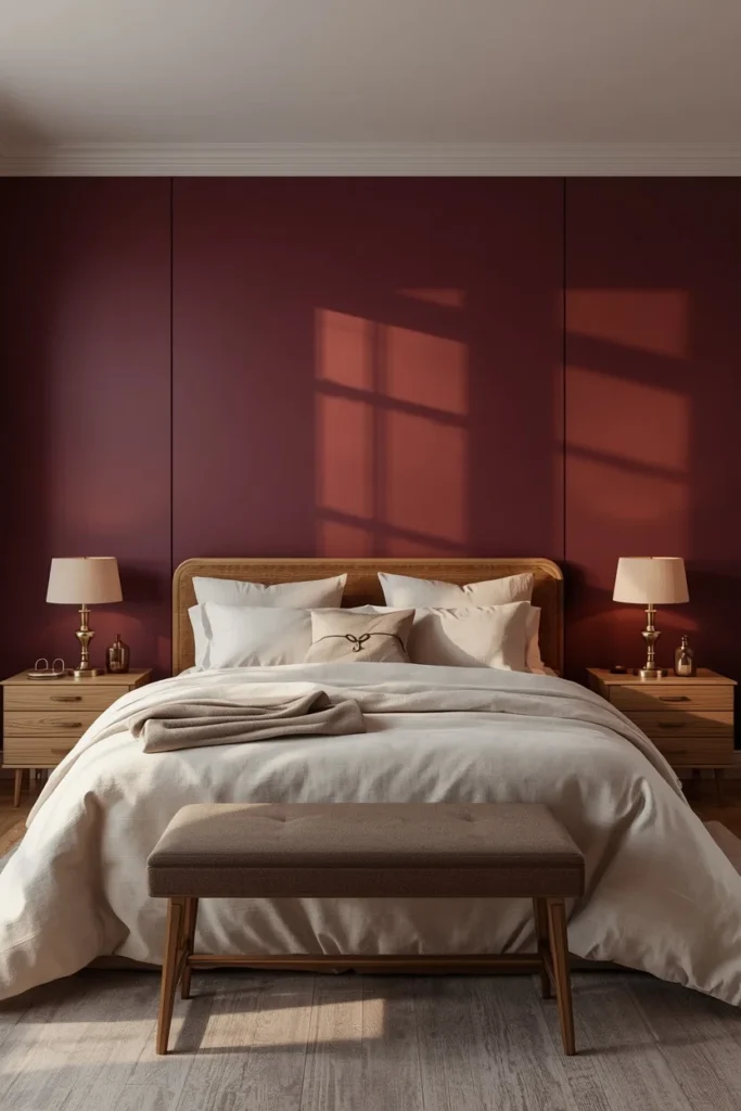 22 Beautiful Bedroom Ideas That Turn Your Room Into a Personal Sanctuary 3 bedroom, featuring one deep plum color-drenched accent wall