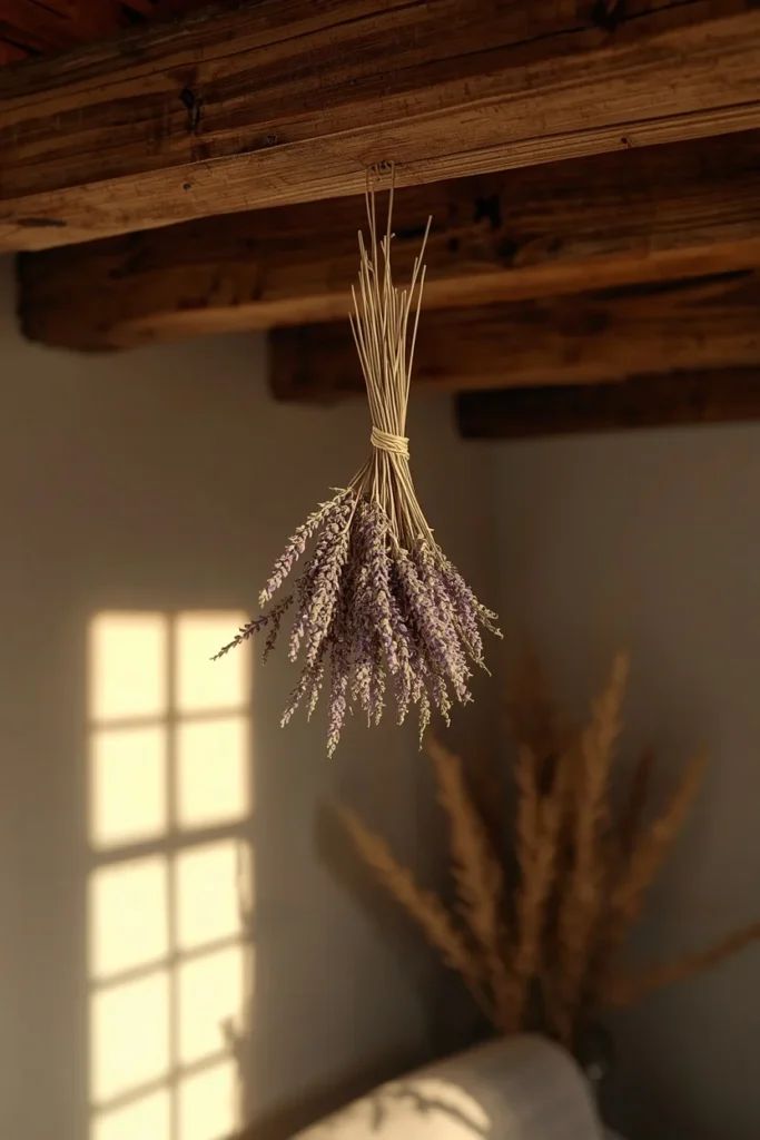 19 Cottagecore Living Room Ideas That Feel Like a Storybook Come to Life 3 cottagecore living room, featuring small bundles of dried lavender