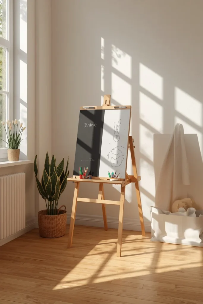 homeschool room, featuring a double-sided standing easel