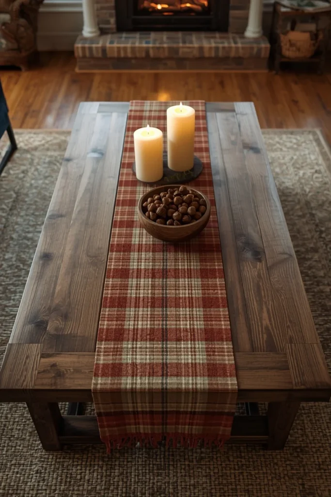 17 Rectangle Coffee Table Fall Decor Ideas That Just Work 5 living room, featuring a rectangular reclaimed wood coffee table