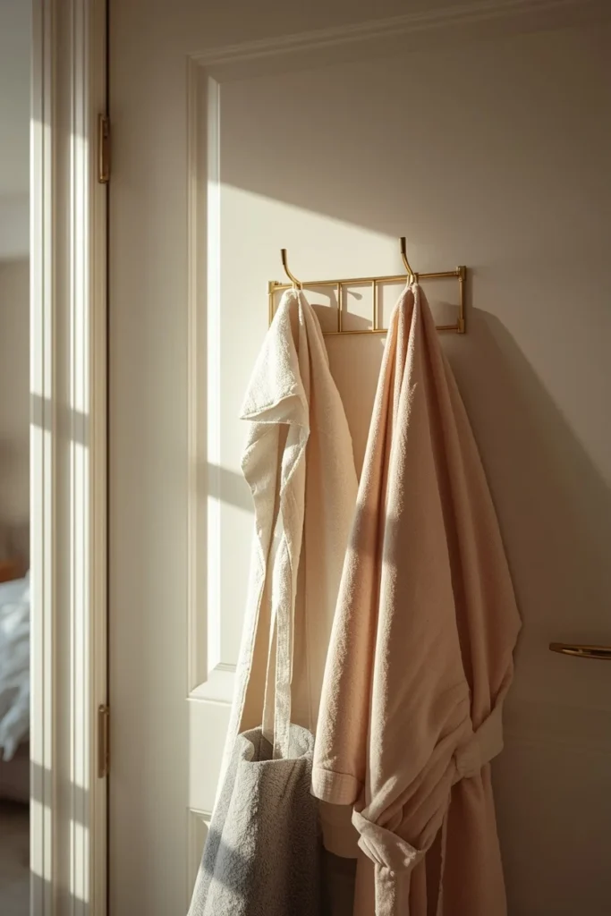 dorm room close-up, featuring a metal over-the-door hook organizer