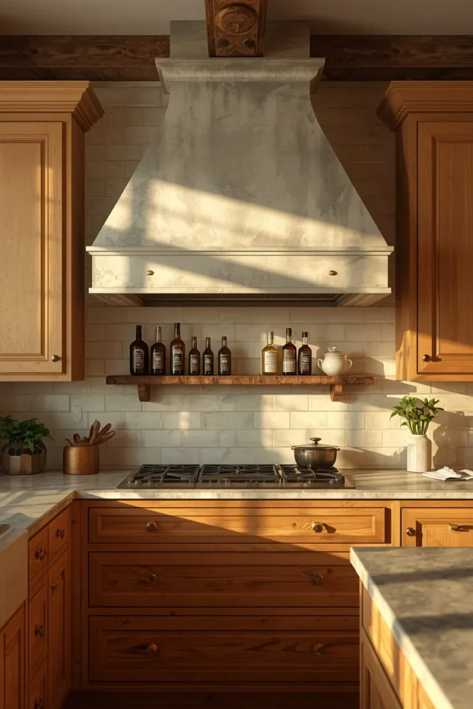 19 Modern Farmhouse Kitchens That Nail Cozy Meets Contemporary 8 farmhouse kitchen, featuring a hand-troweled plaster range hood