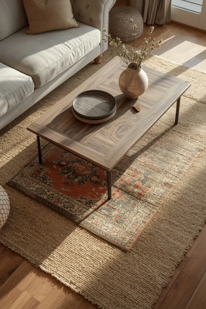 19 Cottagecore Living Room Ideas That Feel Like a Storybook Come to Life 9 cottagecore living room, featuring a jute natural fiber rug