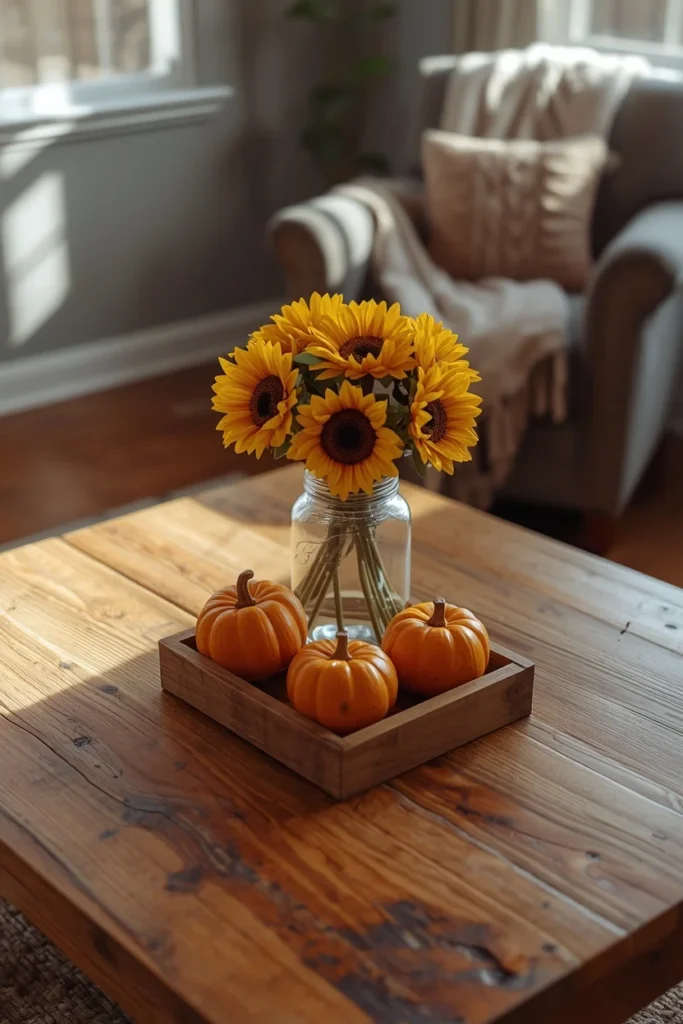 17 Rectangle Coffee Table Fall Decor Ideas That Just Work 10 living room, featuring a rectangular reclaimed barnwood coffee table