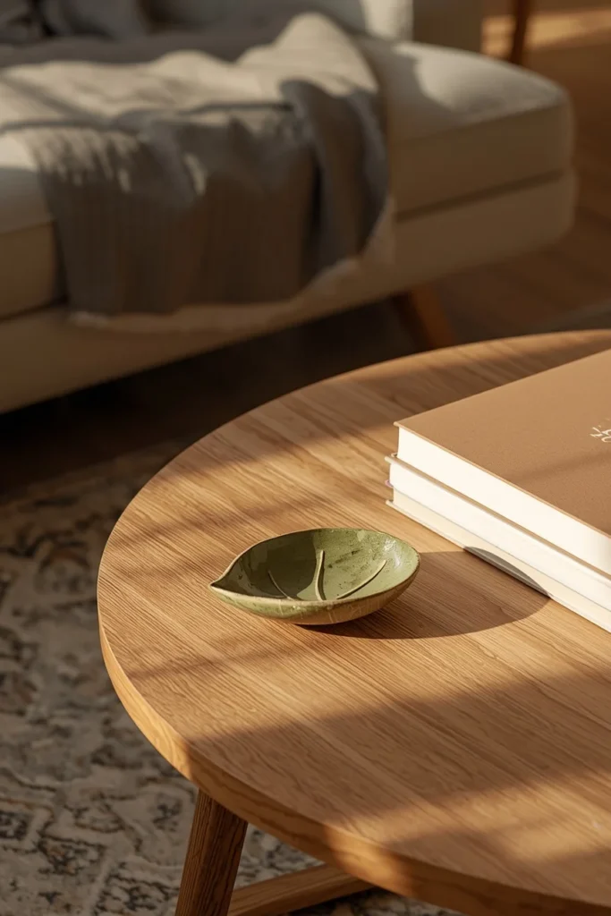  living room, featuring a small leaf-shaped ceramic trinket dish