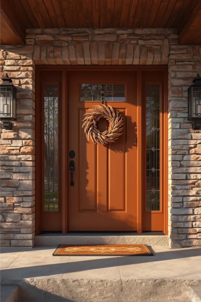 23 Fall Front Porch Decor Ideas Neighbors Will Envy 12 front porch entry, featuring a front door painted a rich chestnut brown color