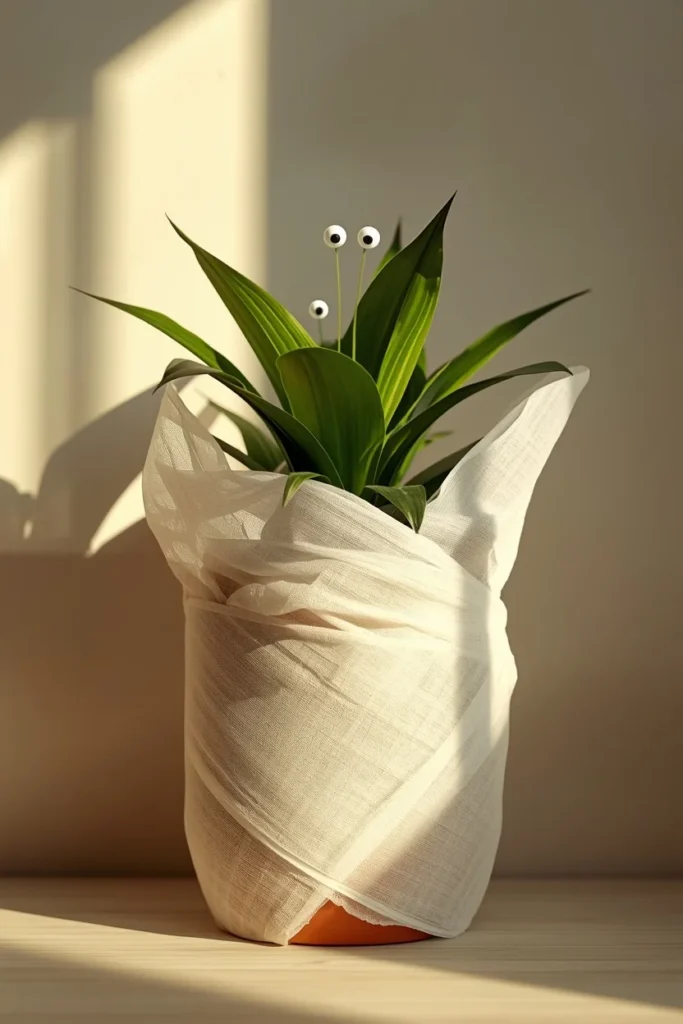medical waiting room planter, featuring an existing potted plant wrapped loosely