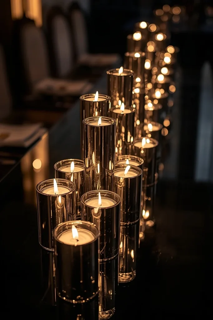 15 Last-Minute Halloween Tablescape Ideas That Look Planned 14 dining table centerpiece, featuring a cluster of mercury glass votive candle