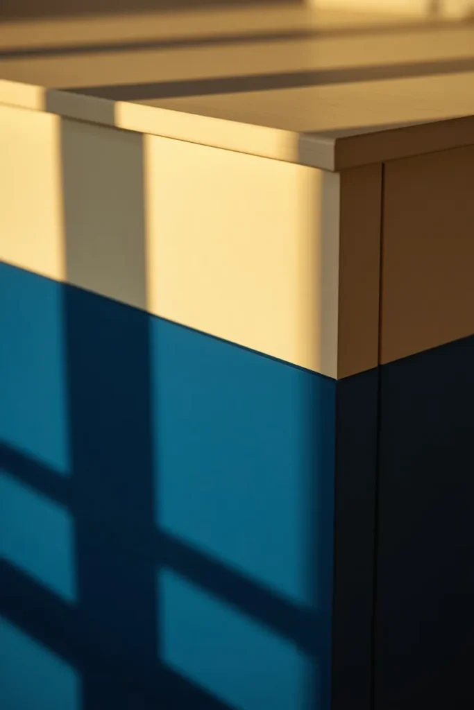 15 FunHaus Interior Ideas for a Bold, Playful Home That Breaks the Rules 15 furniture detail shot, featuring a wood dresser painted in two contrasting colors