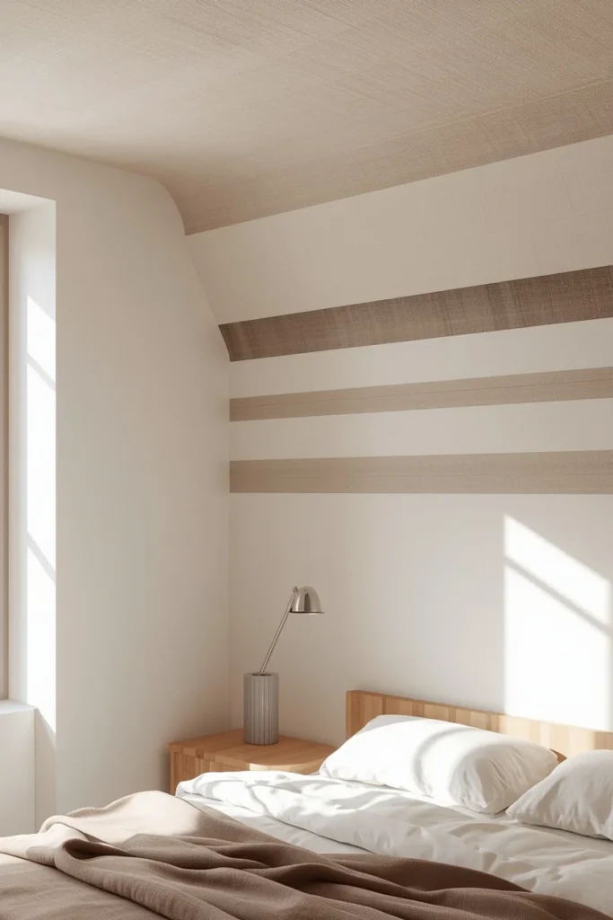 16 Striped Ceiling Ideas to Add Instant Personality Overhead 16 rental apartment bedroom, featuring a ceiling with wide alternating bands