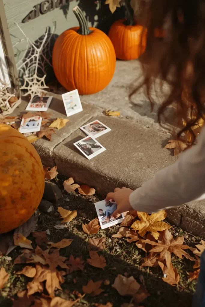  Halloween scavenger hunt setup, featuring small laminated picture clue cards