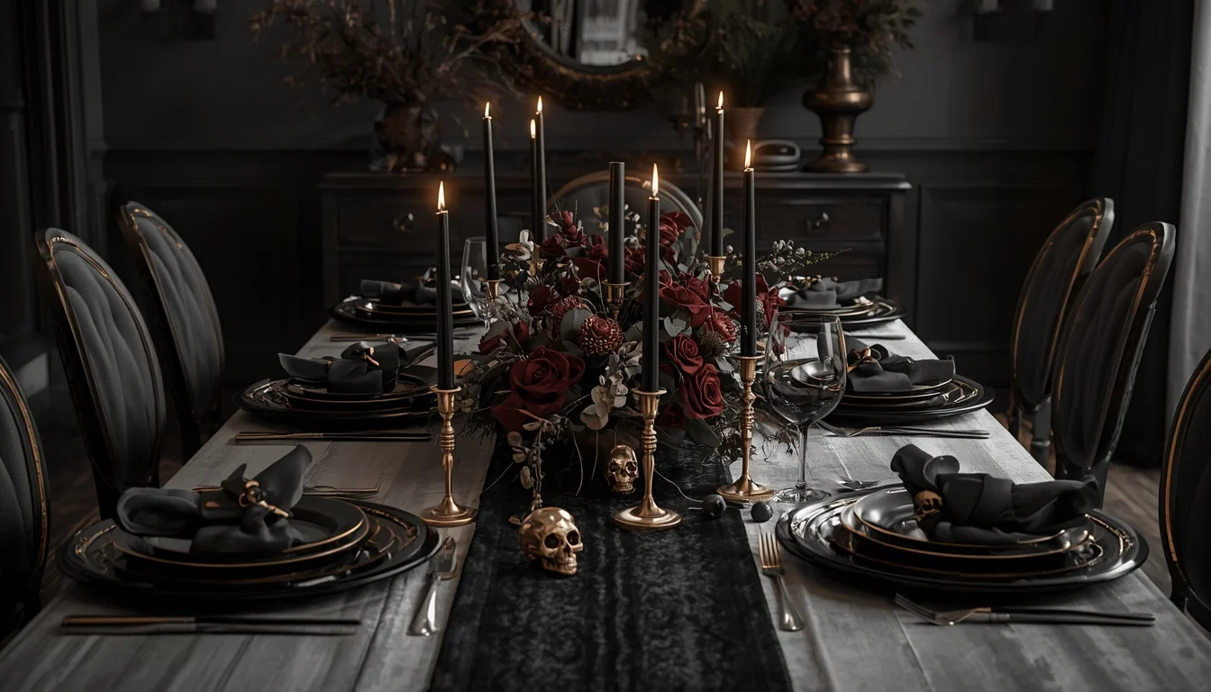 18 Elegant Halloween Dining Table Ideas for a Chic Fright Night 1 Elegant Halloween Dining Table