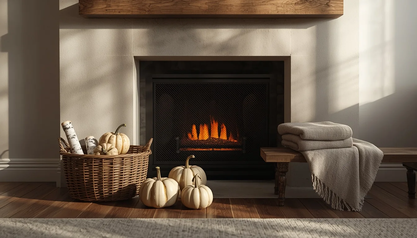 16 Fall Decor Ideas for the Space in Front of Your Fireplace 1 Fall Decor Ideas for the Space in front of fireplace