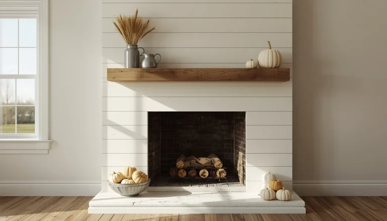 Fall Farmhouse Fireplace Decor