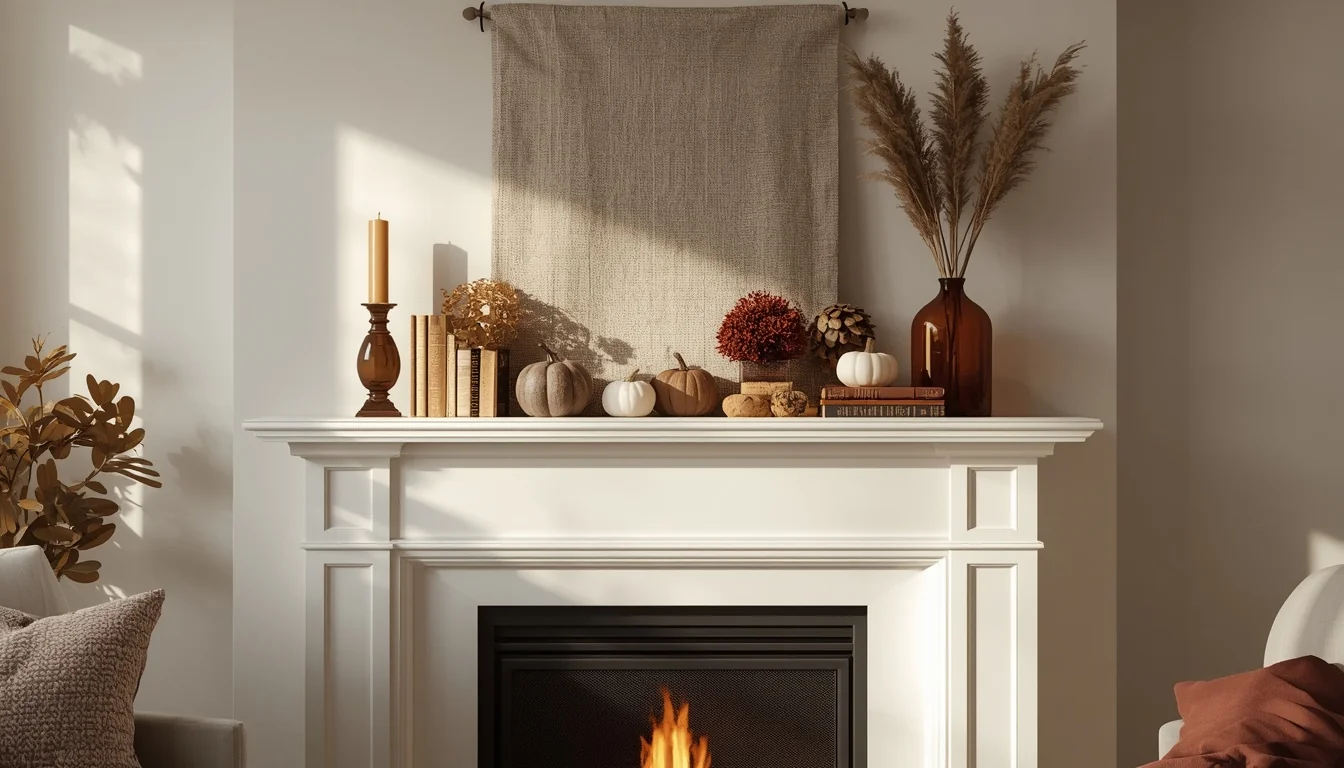 Fall Fireplace Mantel Decor for cozy look